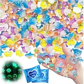 Недорогие Подарки-Миниатюрный набор светящихся в темноте фигурок морских животных из смолы, набор из 50/100/200 штук в пакетиках-сюрпризах, крошечные морские животные, рыбки, черепахи, дельфины, морские звезды и многое другое, для рукоделия, сказочного сада, домашнего деко