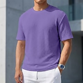 halpa perus t-paidat-Miesten T-paita Lihaspaita Ribbineulos T-paita Lyhythihainen Lyhyt hiha Tiukka pyöreä kaula-aukko Kesä Tavallinen Pintakäsitelty Pit Strip Muoti Suunnittelija Perus Crewneck Kausaliteetti Loma Katu