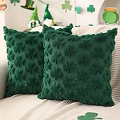 abordables Tirar almohadas, inserciones y cubiertas-Funda de almohada decorativa suave y acolchada de color liso para el Día de San Patricio, Pascua y San Valentín, ideal para sofá o sala de estar.