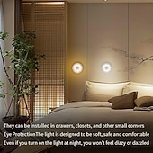  ワイヤレスLEDモーションセンサーナイトライトポータブル誘導、充電式睡眠ライト寝室リビングルームダイニングルーム暖かい光ナイトライト