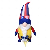  בובת פנטגרם פסים של יום העצמאות חסרת פנים גמד בובת רודולף קישוט בסגנון אמריקאי מצויר