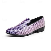 halpa Loafers-Miesten vihreät ja ruskeat käärmekuvioiset nahkaiset loaferit, slip-on-muodinmukaiset kengät yökerhoihin, juhliin ja rohkeisiin muotilausuntoihin