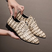 abordables Chaussures Derby-Chaussures habillées pour hommes en similicuir orange à motif crocodile – chaussures de ville et de mariage pour messieurs modernes