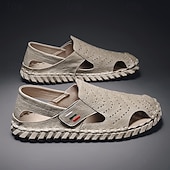 preiswerte Lässige Sandalen-Weiße, perforierte Herren-Freizeitschuhe aus Kunstleder, leichte, atmungsaktive Loafer für sommerliche Mode und legere Treffen