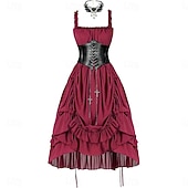 abordables Vestido-Conjunto Gótico Victoriano Renacimiento Asimétrica Vestidos Faja Collar con accesorios Princesas Corte A Disfraz Mujer Víspera de Todos los Santos Carnaval Casual Diario Feria del Renacimiento LARP