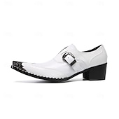 Χαμηλού Κόστους Κλασικά Παπούτσια-Ανδρικά λευκά επίσημα παπούτσια από γνήσιο δέρμα, μοντέρνα παπούτσια με αγκράφα για γάμους, πολυτελή υποδήματα για γαμπρό και καλεσμένους σε γάμο