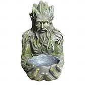 billiga Utomhusvägghängningar-forntida trädformad fågelmatare skulptur, nyckfull trädgubbe utomhus trädgårdsdekor med dold nyckelhålshängare, hartsmaterial, perfekt för fåglar, terrass innergård &amp;magisk trädgårdsgåva