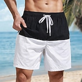 cheap Men's Swim Shorts-Men's Swim Trunks Boxer Swim Shorts Shorts Color Block Plain Comfort Breathable Above Knee Casual Beach Swimming Vacation Fashion Navy Blue Red Micro-elastic