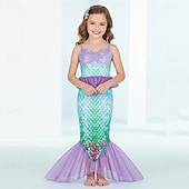 baratos Fantasias para meninas-sereia Princesa sereia Vestidos Fantasia de festa temática Fantasias for Para Meninas Crianças Carnaval Baile de Máscaras Festa Feriado