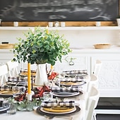 abordables Plantas y Vegetación Artificial-4 paquetes de tallos de eucalipto artificiales, hojas de eucalipto dólar de plata falsas, ramas verdes para arreglos florales. &amp;decoración del hogar