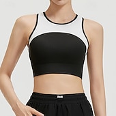 baratos Sutiã Esportivo-Mulheres Sustentação Média Regata com Bojo Sutiã de corrida Delgado Good Top Acolchoado Academia Exercício Corrida Leve Elástico Respirável Preto Branco Azul Retalhos