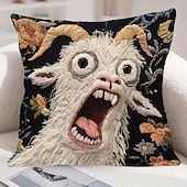 preiswerte Kissen, Einsätze und Abdeckungen werfen-Kissenbezug mit schreiender Ziege, 45 x 45 cm, lustiger Ziegenkissenbezug, 2D-Flachdruck mit verrücktem Tiermotiv, witzige Sofa-Deko, Kissenbezug für Zuhause oder Studentenwohnheim