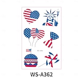  10/20 feuilles d'autocollants de tatouage pour la fête de l'indépendance américaine en stock. Vente en gros d'autocollants de tatouage décoratifs pour le maquillage du visage et la célébration du