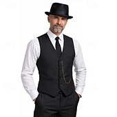 voordelige Outfits-Roaring jaren '20 Jaren 1920 Retro vintage Outfits Hesje Accessoireset Heer Gangster Kostuum Voor heren Carnaval Maskerade Cocktailparty Thema feest Volwassenen Das Ves Meer Accessoires