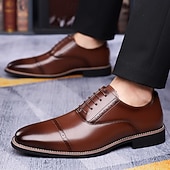 baratos Sapatos Oxford-Sapatos sociais masculinos em couro sintético, clássicos e elegantes para o escritório e ocasiões especiais.