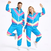 preiswerte Outfits-Hippie 1980er Streetstyle Hose Outfits Jacke langarm Disco Kostüm Unisex Karnevalskostüm Maskerade Alltagskleidung Party &amp; Abend Alltagstauglich Erwachsene Oberteil Hose