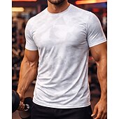 Недорогие Футболки и майки для бега-Муж. камуфляж Футболка для бега Компрессионная футболка Спортивная рубашка Спортивный топ Лето С короткими рукавами Быстровысыхающий Влагоотводящие Дышащий Тренировка в тренажерном зале Прогулки Бег