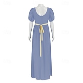 preiswerte Kleid-19. Jahrhundert Regency-Zeit Knöchellänge Kleid Kurze Ärmel Prinzessin Dame Edelfrau Einfarbig Quadrathals Kostüm Damen königlich Halloween Karneval Teegesellschaft LARP Renaissance-Messe Erwachsene