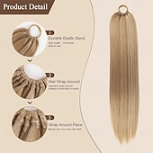 economico Code-Extension per capelli a coda di cavallo da donna, lunga coda di cavallo intrecciata con elastico, extension sintetica liscia a coda di cavallo intrecciata da 22 pollici (riflessi biondo dorato)