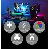 رخيصةأون أضواء زخرفية ذكية-٦/٨/١٠/١٢/٢٤ قطعة من مصابيح قرص العسل السداسية، ألواح جدارية LED تعمل بالصوت، إضاءة RGB معيارية يمكنك تركيبها بنفسك، تحكم عبر تطبيق بلوتوث، ديكور لغرفة الألعاب، غرفة النوم، غرفة المعيشة، تعمل بمنفذ