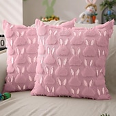 cheap Throw Pillows &amp; Covers-1pc Easter Pillow Covers 18" x 18" , Easter Decorations Cute Soft Plush Bunny Throw Pillow, Spring Farmhouse Decorations for Home Sofa Couch Living Room Bedroom