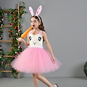 abordables Costume d'Animal-Tutu Robe Animal Lapin lapin de Pâques Robes Drôle Enfant Fille Halloween Pâques Carnaval Soirée Déguisements d'Halloween faciles Se déguiser