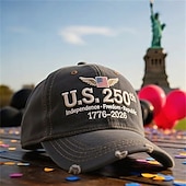 abordables 250 Aniversario de los EE. UU.-Gorra de béisbol del 250.º aniversario, con bordado patriótico de EE. UU., gorra roja ajustable con cierre a presión, conmemorativa del Día de la Independencia de 1776 a 2026, para hombres y mujeres,