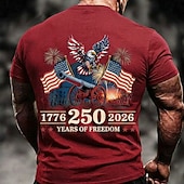  4th of July 2026 250th Memorial Day Men's Patriot 3D Print US Flag Crew Neck Short Sleeve T-Shirt Daily Street