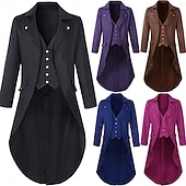 رخيصةأون ملابس خارجية-معطف ريترو عتيق بونك وغوثيك للقرون الوسطى معطف توكسيدو مصاص دماء فارس ريتير ملابس فاخرة للرجال عرض ستيمبانك عيد الميلاد حفلة  أمسية LARP للبالغين معطف إيبينزر سكروج زي قزم