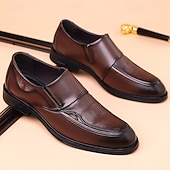 preiswerte Slipper-Dunkelbraune Herren-Slipper aus Kunstleder, klassische Business-Casual-Schuhe für den Weg ins Büro, Hochzeiten und formelle Anlässe