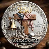  Monedă comemorativă pentru veteranul american „În Dumnezeu avem încredere” - 250 de ani de libertate, ediție limitată 1776-2026, cu vultur, cizme militare, clopot al Libertății și design cu steagul american