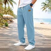 abordables pantalons décontractés-Homme Pantalon en velours côtelé Pantalon décontracté Cordon de serrage Jambe Droite Couleur Unie Confort Longueur complète Occasionnel Quotidien Extérieur Vacances Mode Bleu Noir Élastique