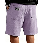 abordables Shorts décontractés-Homme Gauffré Shorts d'été Shorts de plage Cordon de serrage Taille Élastique Jambe Droite Uni Confort Doux Longueur Genou Quotidien Plage Mode Chic &amp; Moderne bleu marine Non Elastique