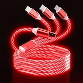 economico Luci decorative-Cavo di ricarica luminoso 3 in 1, cavo di ricarica multi-led, cavo di ricarica luminoso, cavo USB 3A, compatibile con la maggior parte degli smartphone