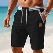 olcso Ünnep-Férfi Rövidnadrágok Vászon rövidnadrág Nyári rövidnadrág Strand rövidnadrág Zsinór Zseb Rugalmas derék Színes Egyszínű Mokaszinok Légáteresztő Rövid Hétköznapi Napi Tengerpart Szabadság Divat Sötét