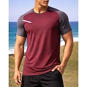 olcso Futó pólók és ujjatlan felsők-Férfi Színes Majica za trčanje Testhetzálló póló Sportos póló Sportos felső Nyár Kollázs Rövid ujjú Gyors szárítás Könnyű Nedvességelvezető Légáteresztő Edzőterem edzés Gyaloglás Kocogás Fekete