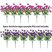 cheap Artificial Flower-12 Bundles Artificial Flowers Morning Glory for Outdoors Fake Plants Outside Decoration, Silk Colorful Flower with Eucalyptus UV Resistant Realistic Faux Flowers for Planter Porch Patio Yard Garden