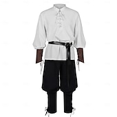 tanie stroje-Średniowieczne Renesansowa Wymyślny kostium Długie rękawy Pirat Wiking Strój na bal maskowy Męskie Wiking Piracki Halloween Karnawał Spektakl LARP Ren Faire Dla dorosłych Koszula Spodnie Pas