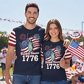  Patriotic T-shirt Graphic Tee USA Retro Vintage Patriotic T-shirt Sleeve 1776-2026 for Unisex Adults' 3D Print  for Independence Day / the Fourth of July 4th of July Party