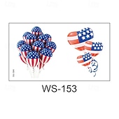  30 ark midlertidige tatoveringer med 4. juli-motiv for barn og voksne, patriotiske tatoveringsklistremerker med USA-flagg til uavhengighetsdagens dekorasjoner og festgaver, vanntett kroppskunst med