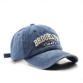 economico Forniture per eventi e feste-berretto da baseball brooklyn 1947 per donna &amp;Cappello da papà da uomo in stile vintage Brooklyn con lettere ricamate, vestibilità profonda, protezione solare, regolabile, in cotone