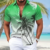 economico Camicia in Raso da Uomo-Per uomo Albero di Cocco Colore sfumato Piante Tropicali Camicia in raso Camicie hawaiane Camicia Aloha Manica Corta Hawaiano Quotidiano Vacanza Estate Primavera Collo ripiegato Stampa 3D Camicie con