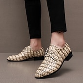 abordables Chaussures Derby-Chaussures habillées pour hommes en similicuir orange à motif crocodile – chaussures de ville et de mariage pour messieurs modernes