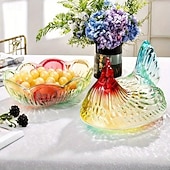 baratos Arrumação de Cozinha-Potes de vidro cristal reutilizáveis em formato de galinha com tampas, ideais para guardar doces, frutas secas, salgadinhos ou como decoração de mesa. Também podem ser usados como prato para servir