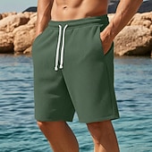 economico Pantaloncini casual-Per uomo Nido d'ape Shorts Pantaloncini Estivi Shorts da Spiaggia Coulisse Elastico in vita Gamba Dritta Semplice Comodità Morbido Lunghezza al ginocchio Quotidiano Spiaggia Moda Chic &amp; Moderno Blu