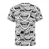 abordables hueso del cráneo-Camiseta gótica para hombre con ojos, estampado grunge 3D integral, gráfico de múltiples ojos, dibujo artístico en blanco y negro, tallas S, M, L, XL, XXL, XXXL.