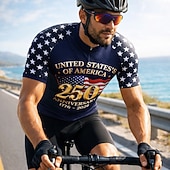  America's 250th Anniversary Independence Day American National Day Men Cycling Jersey American US Flag Flag / National flag Short Sleeve Bike Jersey Top with 3 Rear Pockets UV Resistant Quick Dry