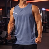 Недорогие Футболки и майки для бега-Муж. Однотонный Тренировочная майка Майка для бега Спортивный топ Лето Без рукавов Быстровысыхающий Влагоотводящие Дышащий Тренировка в тренажерном зале Прогулки Бег Темно-серый Черный Белый