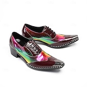 billiga Klassiska Klädskor-Herrskor i äkta läder i färgglada skimrande formella skor, eleganta snörskor för bröllop, lyxskor för brudgum och bröllopsgäster