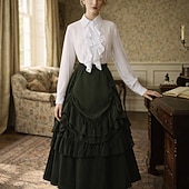 abordables Conjuntos-Conjunto Elegante Medieval Renacimiento Hasta el Tobillo Falda Blusa / Falda Larga Princesas Dama Corte A Disfraz Mujer Fantasía Navidad Víspera de Todos los Santos Feria del Renacimiento LARP Adulto